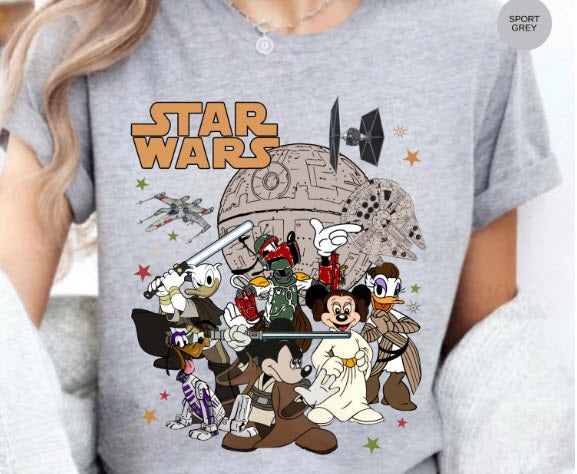 Disney Star Wars Shirt | Mickey Mouse Characters Death Star Galaxy Tee