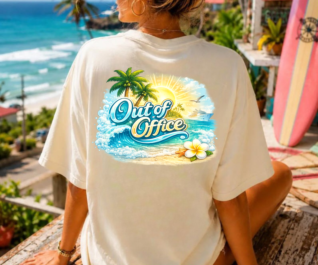 Out of Office Beach T-Shirt | Tropical Vacation Graphic Tee