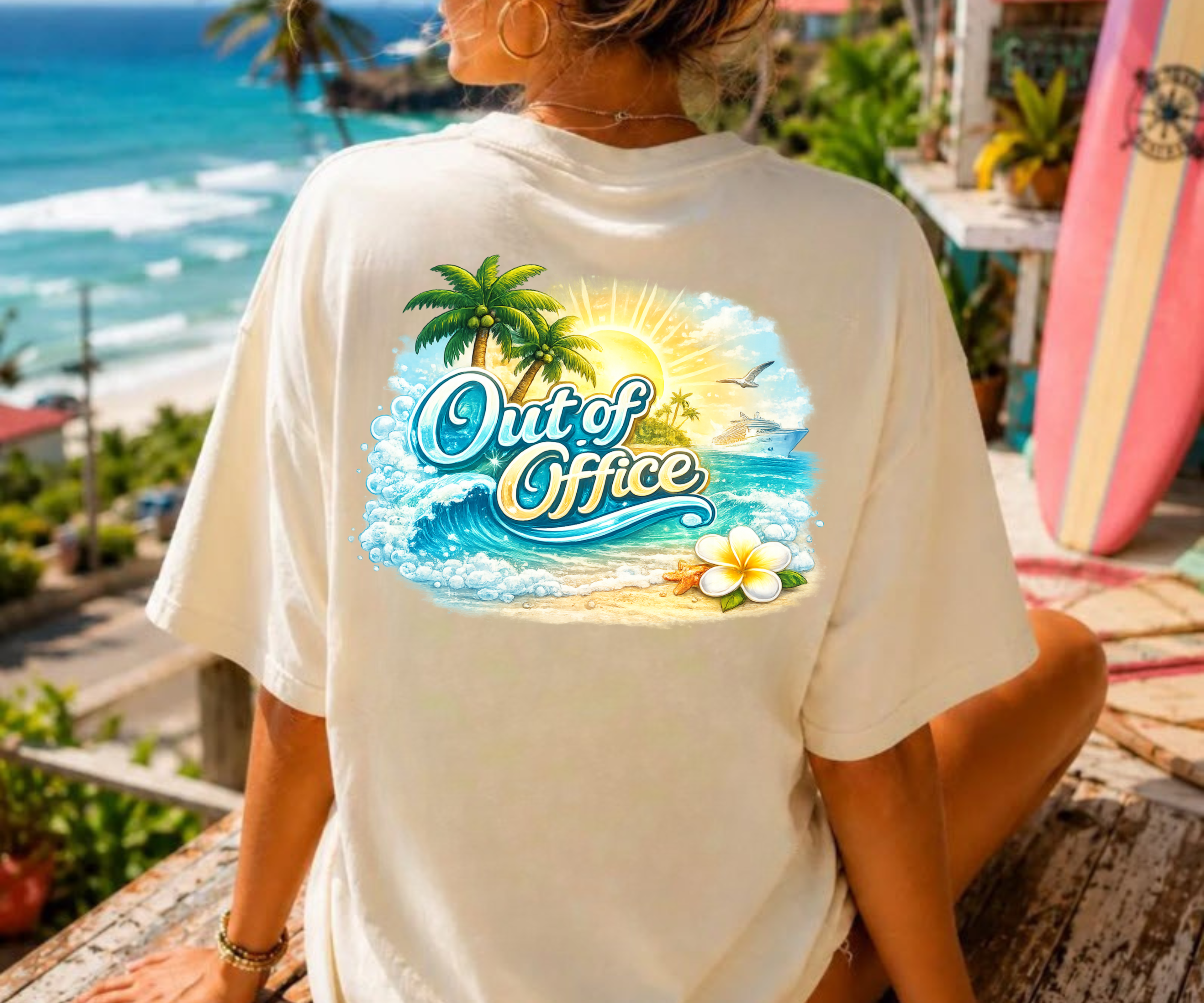 Out of Office Beach T-Shirt | Tropical Vacation Graphic Tee