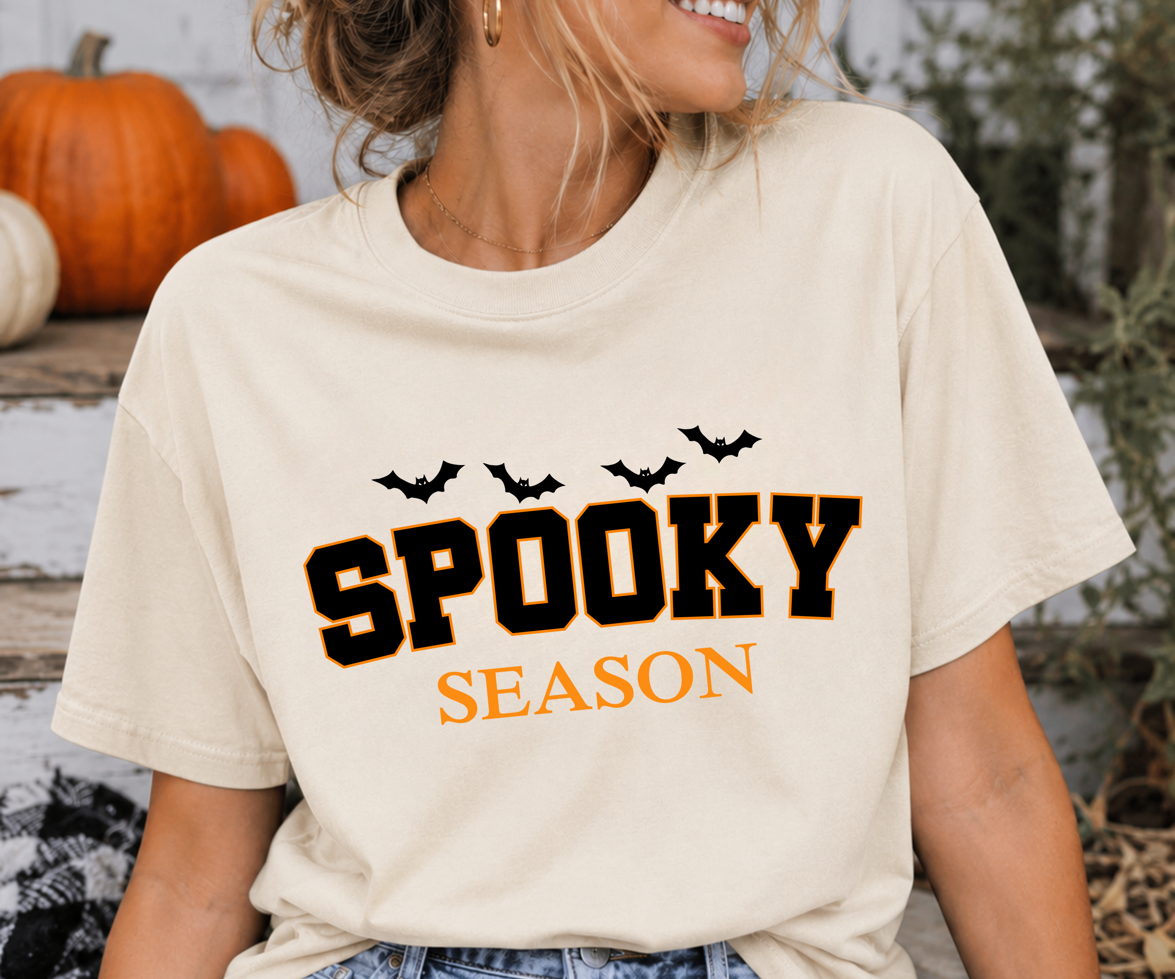 Spooky Season Sweatshirt | Halloween Bat Graphic Crewneck | Cute Fall Halloween Sweater for Women