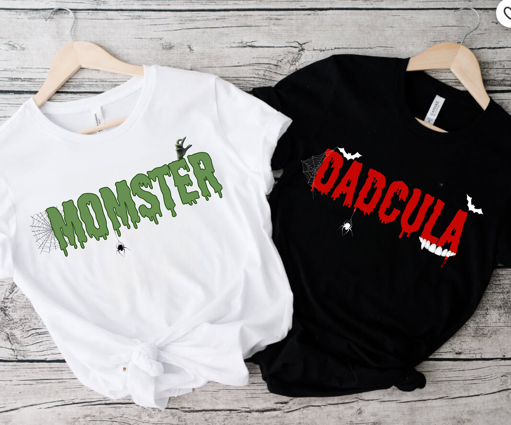 Family Matching Halloween Shirts | Momster Dadcula Grandpire Ghoulma Lil Boo Tiny Terror Tee | Halloween Family Costume Shirts