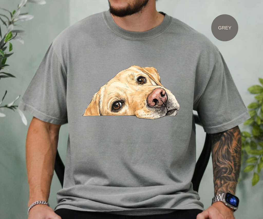 Yellow Labrador Retriever Shirt | Peeking Lab Dog Comfort Colors Tee | Cute Dog Mom Gift for Lab Lovers
