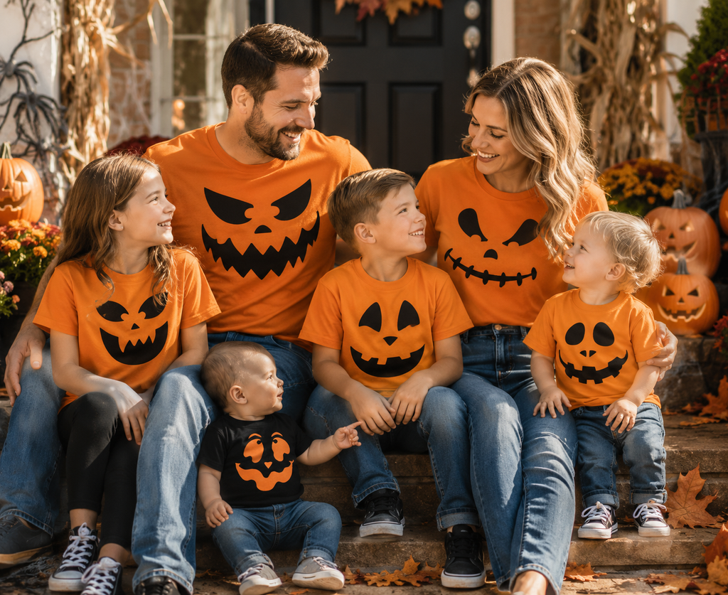 Jack O Lantern Family Matching Halloween Shirts | Pumpkin Face Halloween Tee | Family Halloween Costume Shirts | Group Halloween Shirts