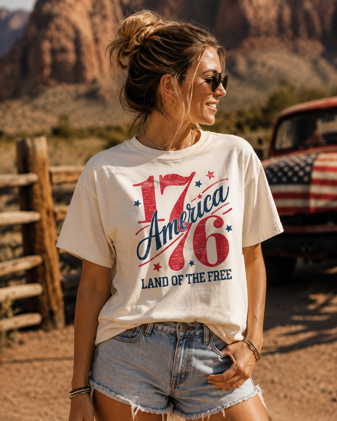 America 1776 Land of the Free Shirt | 4th of July Patriotic Tee | Independence Day USA Graphic T-Shirt