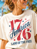 America 1776 Land of the Free Shirt | 4th of July Patriotic Tee | Independence Day USA Graphic T-Shirt