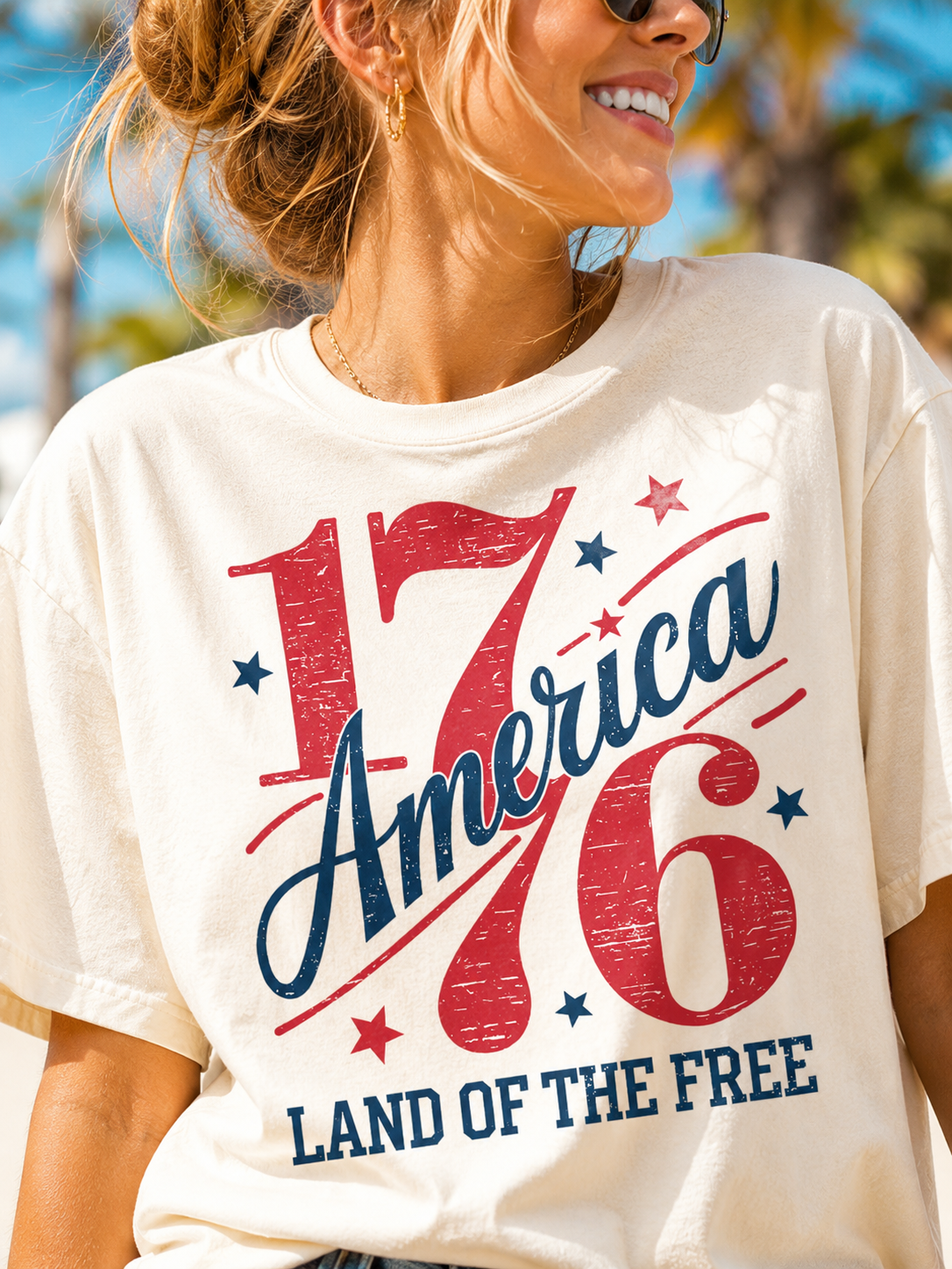 America 1776 Land of the Free Shirt | 4th of July Patriotic Tee | Independence Day USA Graphic T-Shirt
