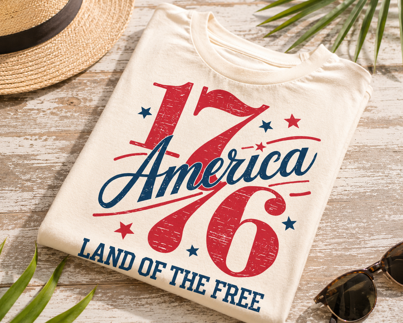 America 1776 Land of the Free Shirt | 4th of July Patriotic Tee | Independence Day USA Graphic T-Shirt