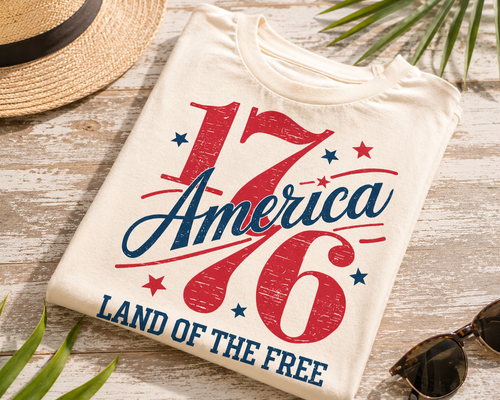 America 1776 Land of the Free Shirt | 4th of July Patriotic Tee | Independence Day USA Graphic T-Shirt
