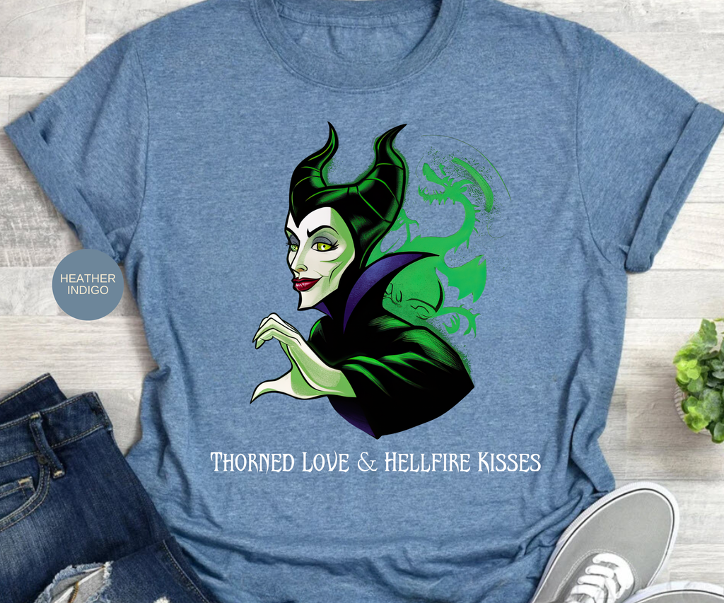 Hades and Maleficent Couples Halloween Shirt | Thorned Love & Hellfire Kisses Disney Villain Tee | Halloween Couples Matching Shirts