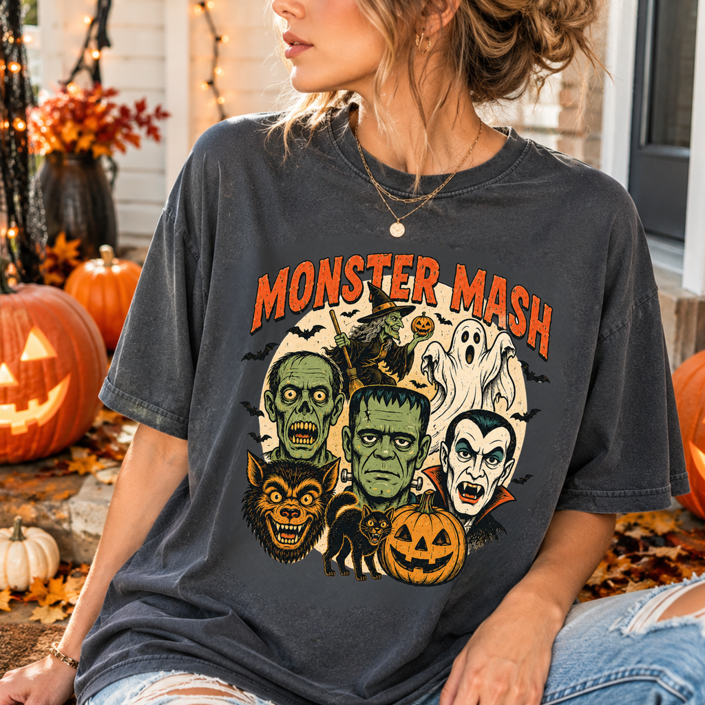 Monster Mash Halloween Sweatshirt | Vintage Horror Characters Crewneck
