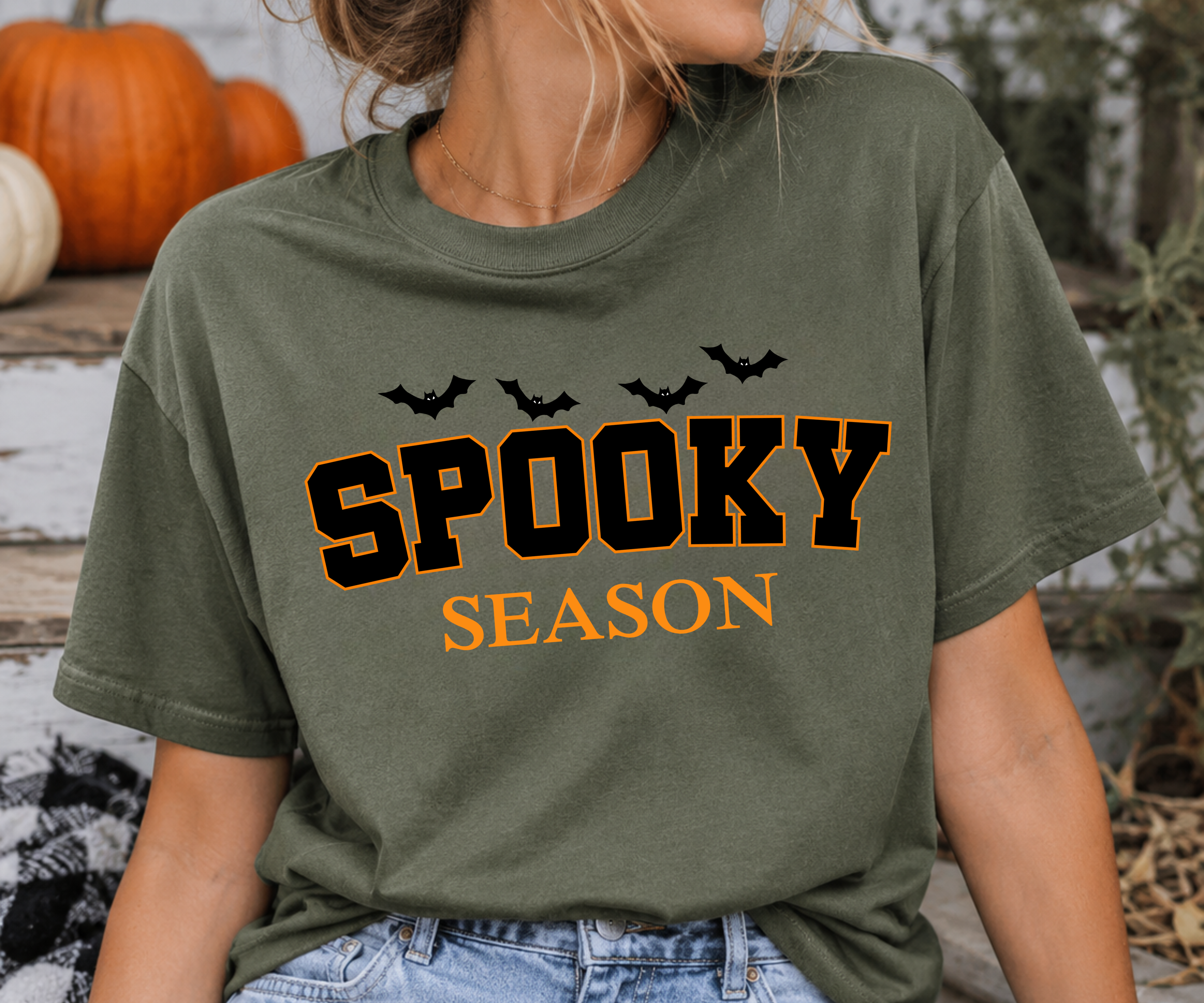 Spooky Season Sweatshirt | Halloween Bat Graphic Crewneck | Cute Fall Halloween Sweater for Women