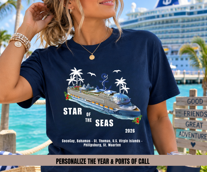 Star of the Seas Cruise Shirt | Personalized Ports of Call Tee