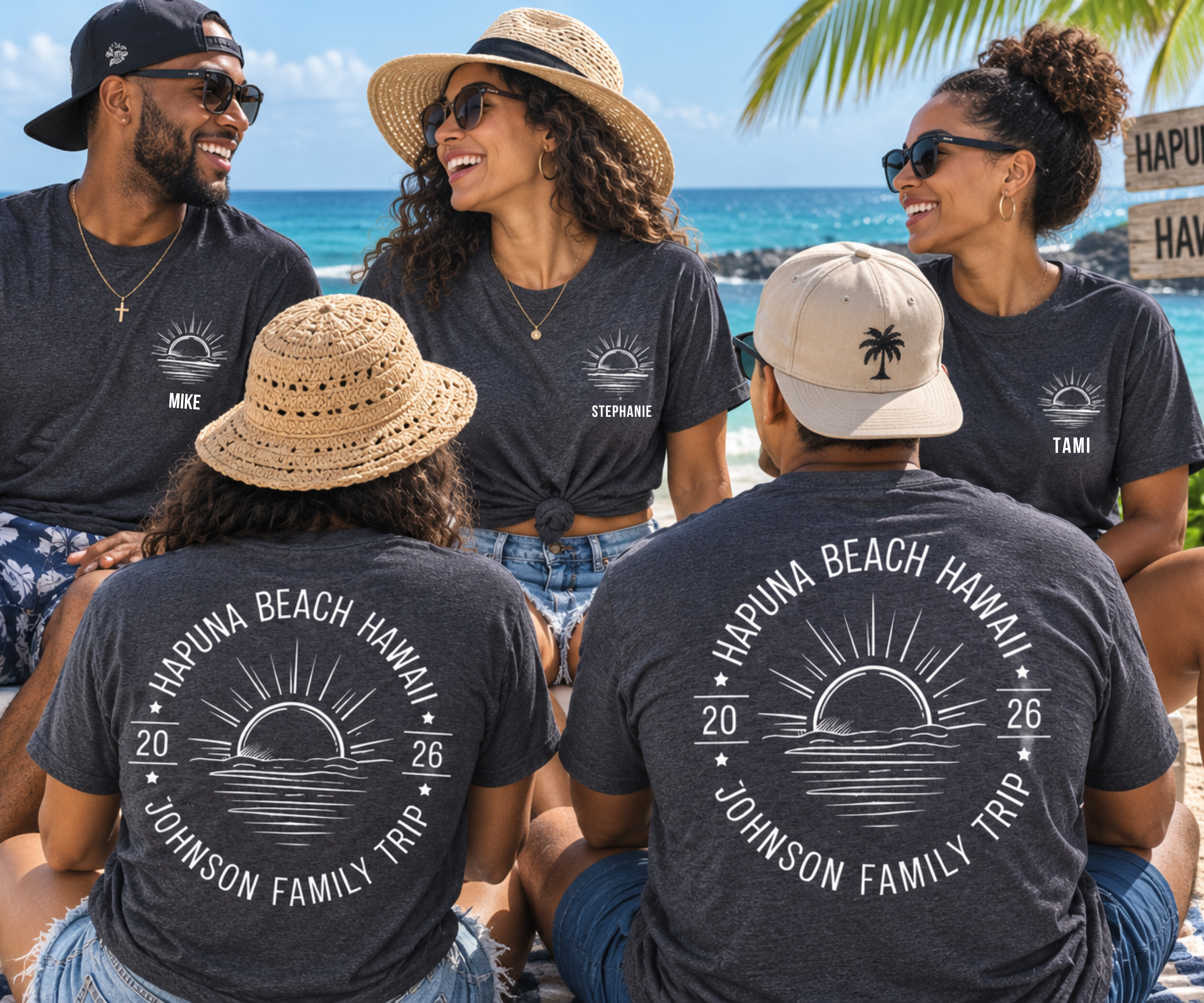 Personalized Hawaii Vacation Shirt | Custom Family Trip Beach Tee Front & Back