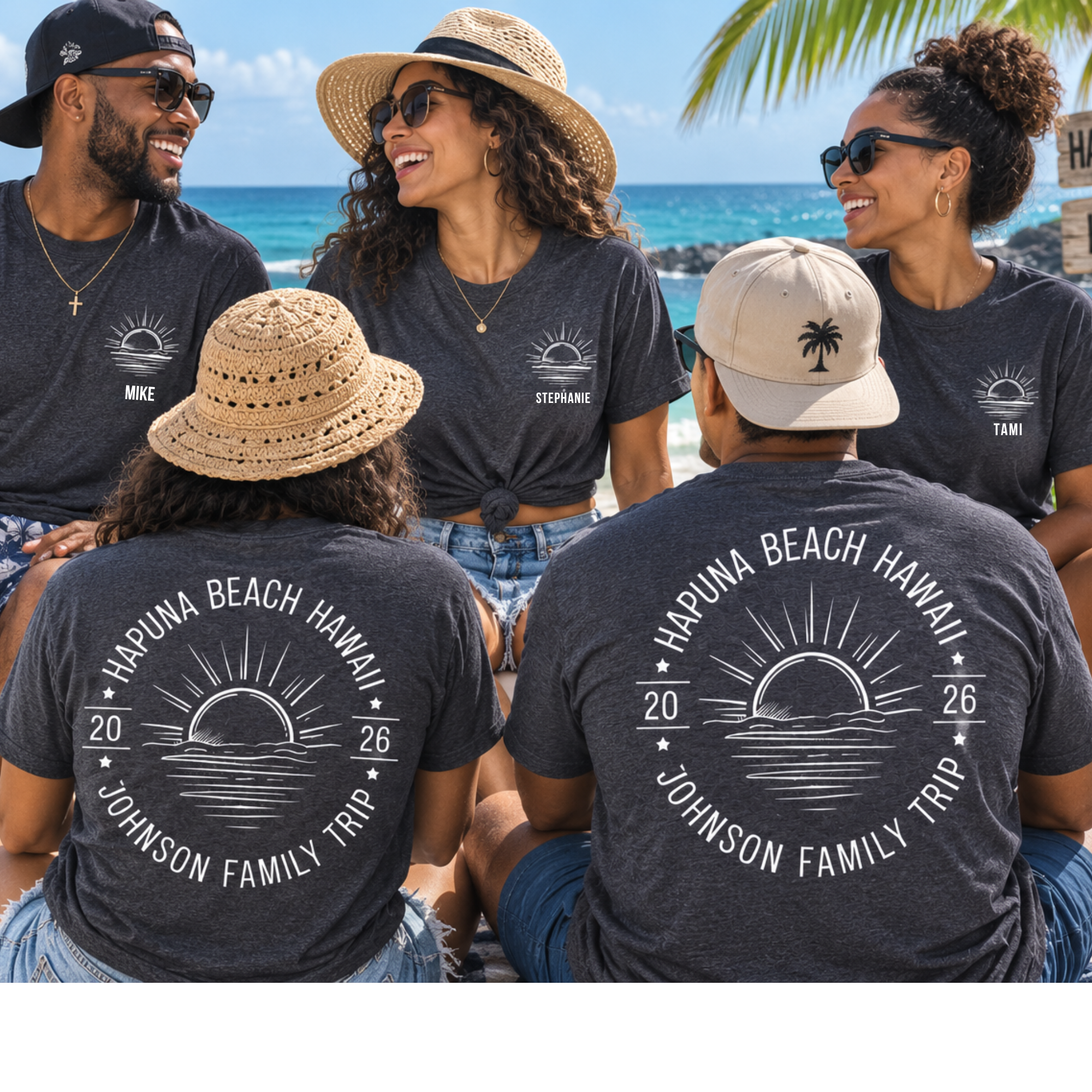 Personalized Hawaii Vacation Shirt | Custom Family Trip Beach Tee Front & Back